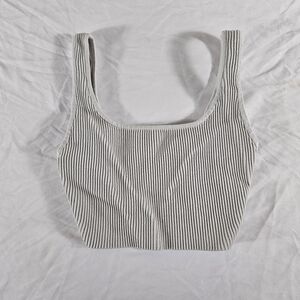 Babaton Gray Striped Crop Top